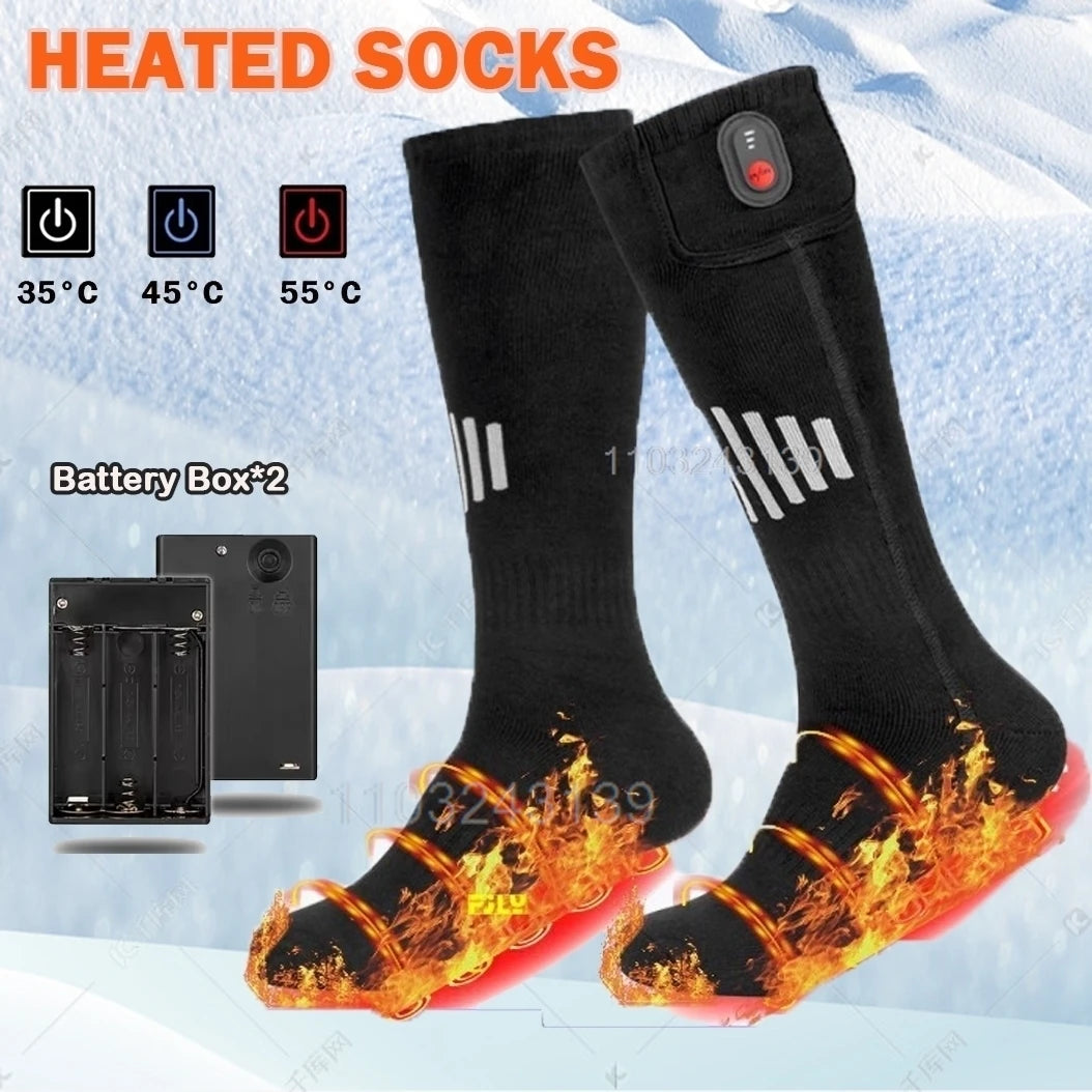 Heated Socks | Electric Thermal Foot Warmers for Men and Women, Cotton, Adjustable Temperature