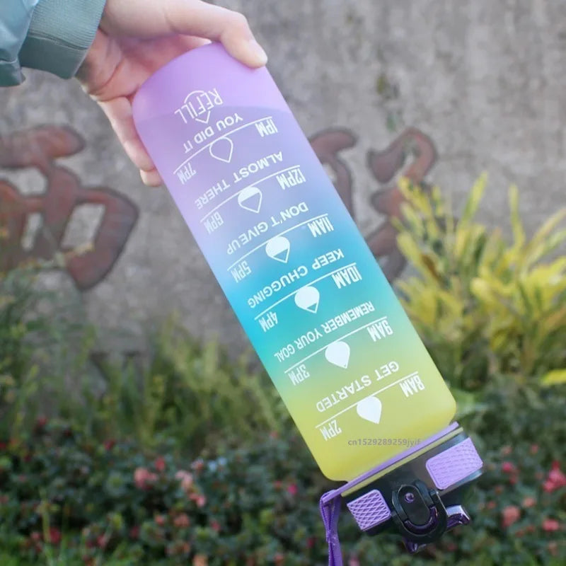 Gradient Color 1000ml Plastic Water Bottle | Leak-Proof Design for Fitness and Travel