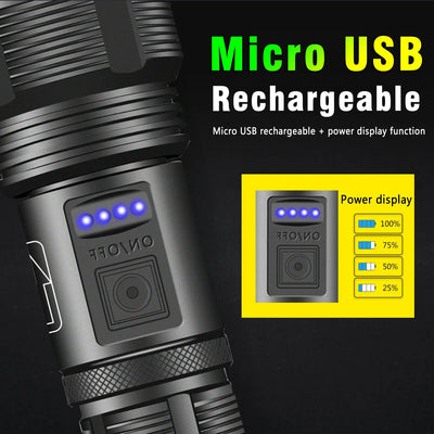 Aluminum Alloy XHP70.2 XHP50.2 Tactical Hunting Torch 4 Core Led Flashlight 18650 AAA Battery Usb Rechargeable Zoomable Lantern