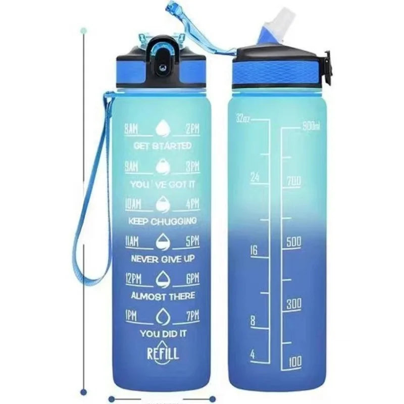 Gradient Color 1000ml Plastic Water Bottle | Leak-Proof Design for Fitness and Travel