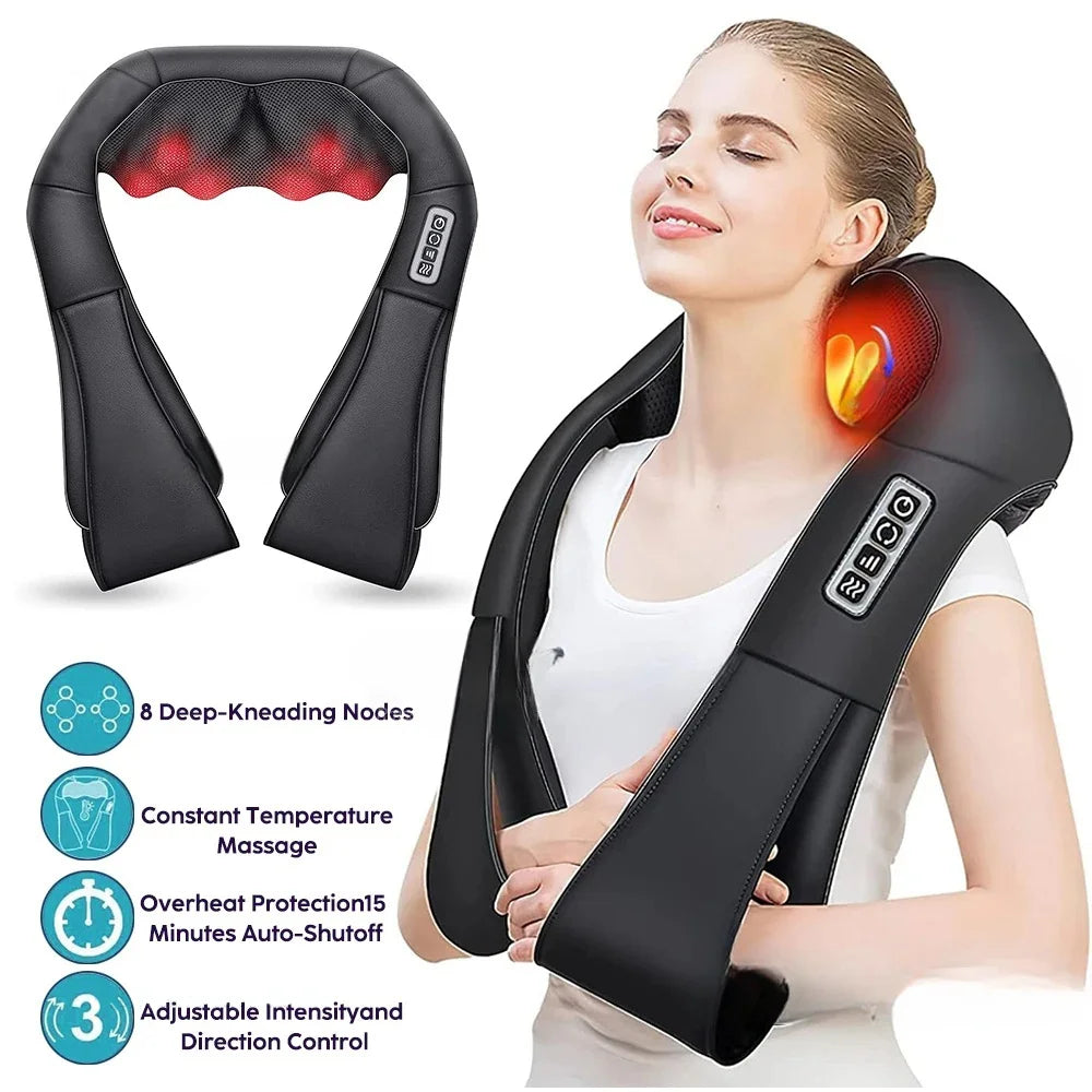 Shiatsu Neck and Shoulder Massager | Deep Kneading Electric Pillow with Infrared Heat