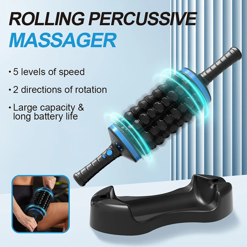 Cordless Body Massage Roller | Rechargeable Percussive Massager for Muscle Relaxation