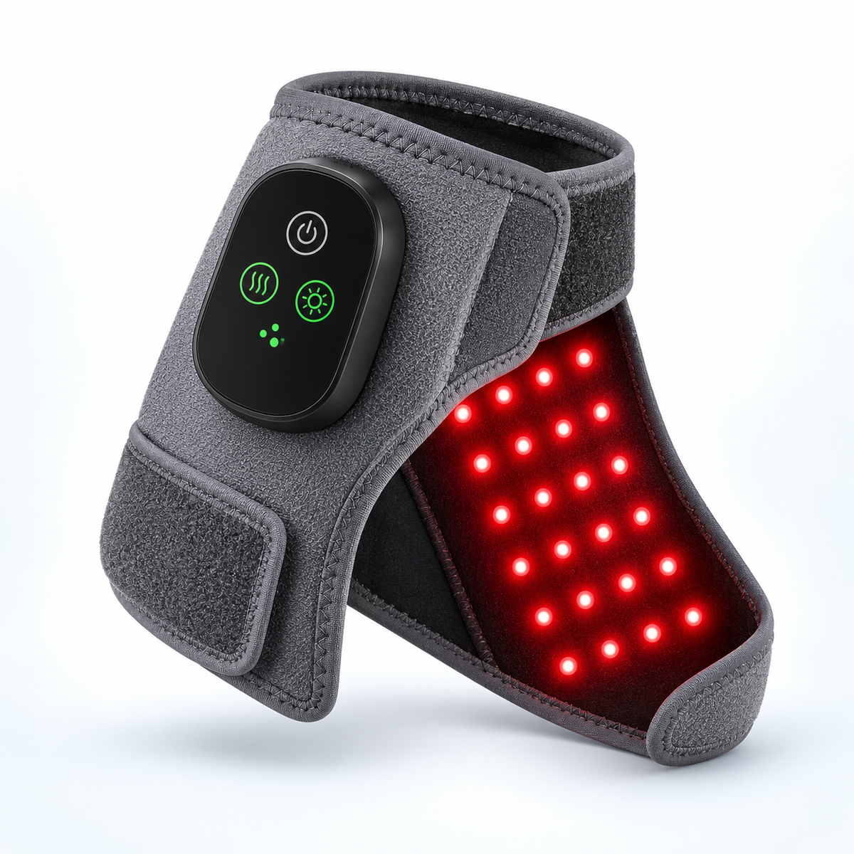 Red Light Ankle Brace | 5 Heat Levels, 3 Vibration Modes, 40 LEDs, Rechargeable